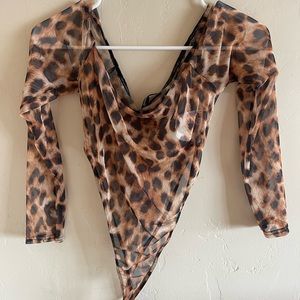 Missguided leopord print mesh bodysuit, brand new never worn